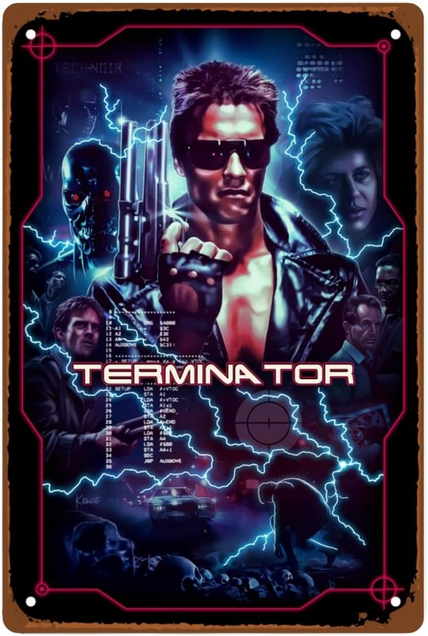 Smart Home Icon - Terminator-Filme Metall-Wandtischschild Action-Kampffilme Lässiges Retro-Geschenk Männerhöhle-Dekor