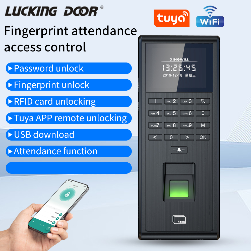 Smart Door Lock - Tuya Smart Biometrische Fingerabdruckerkennung Zeiterfassungssystem 1000