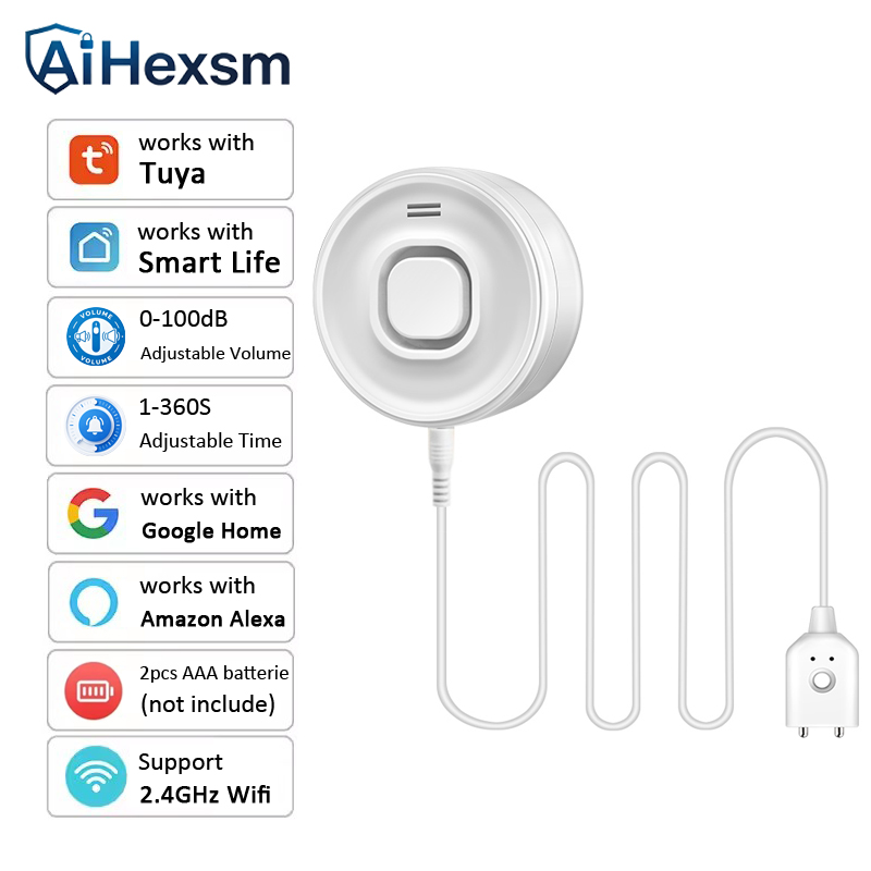 Smart Home Water Level Sensor - Wasserlecksensor 100DB Einstellbarer Ton WIFI-Leckage-Detektor Sicherheits-Überlaufschutz