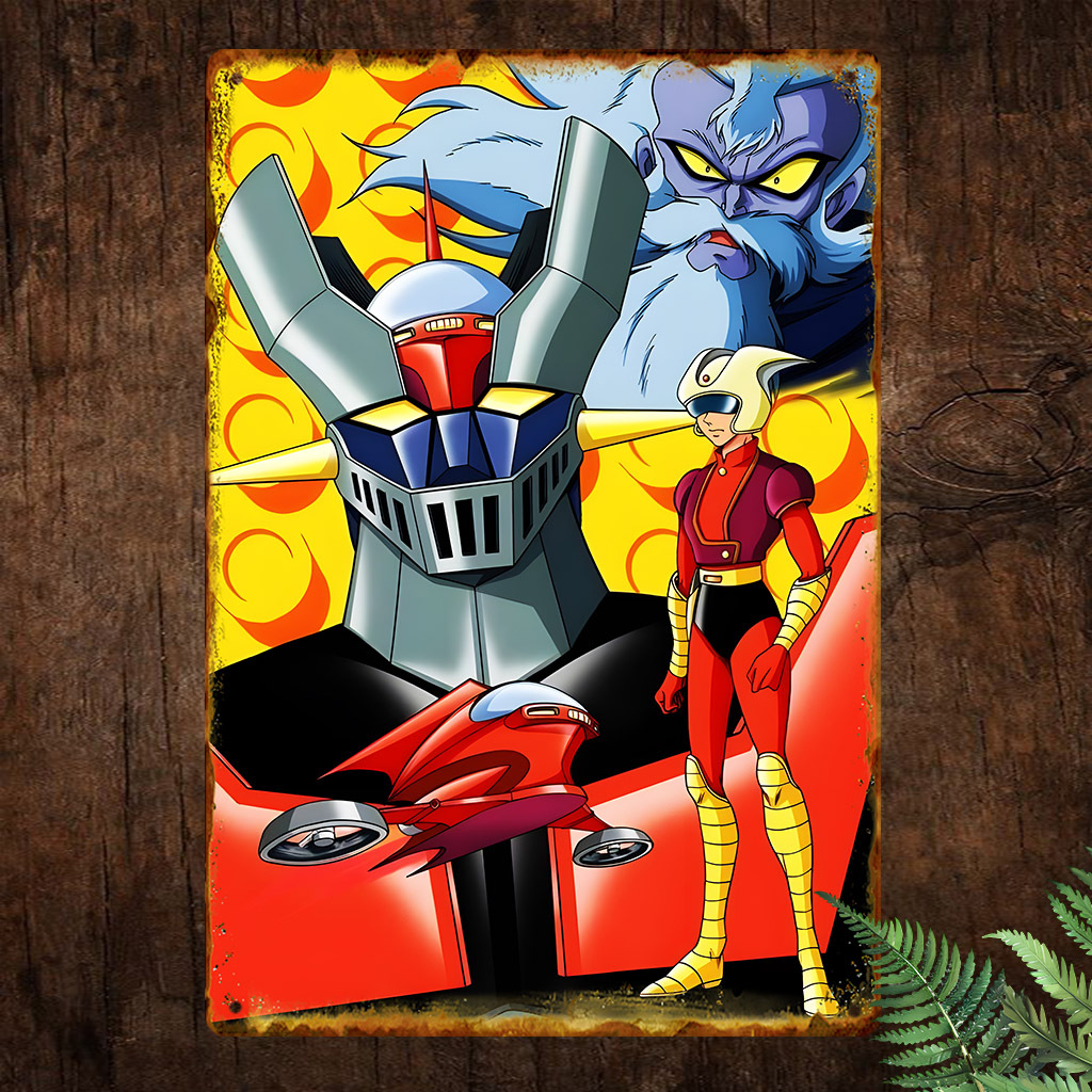 Smart Home Icon - Vintage Aluminium-Metallschild-Poster, Retro-Kunstwerk mit Roboter-Motiv, darstellend